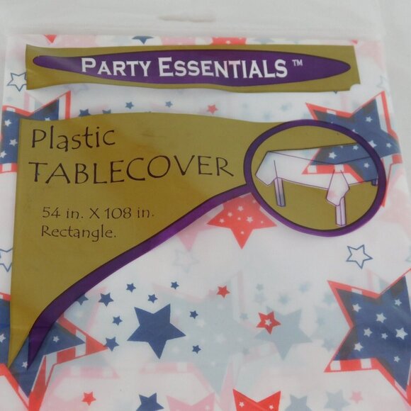 Patriotic Red White Blue Stars Plastic Tablecover Rectangle 54x108 Party July 4 - Picture 2 of 7